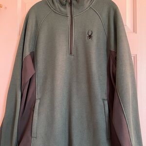 Spyder Green Lightweight Jacket with Quarter-Zip and High Collar